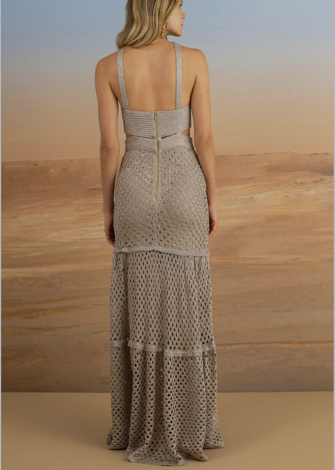 Vestido largo tricot halter