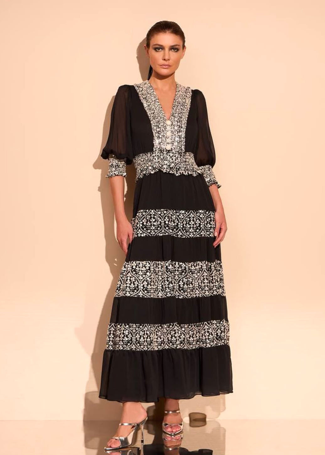 Vestido m/l con lentejuelas