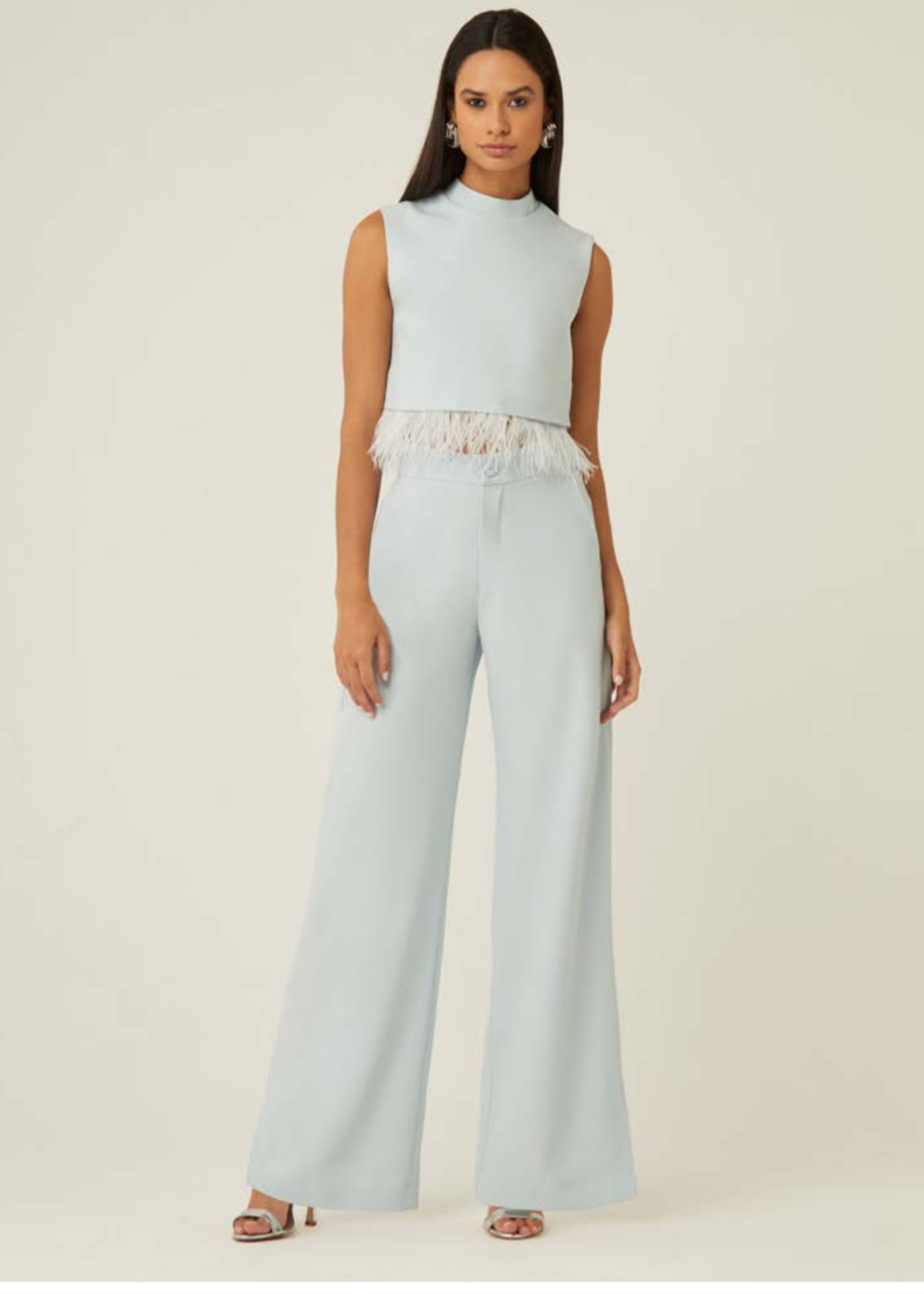 Conjunto top plumas y pantalón Marianne