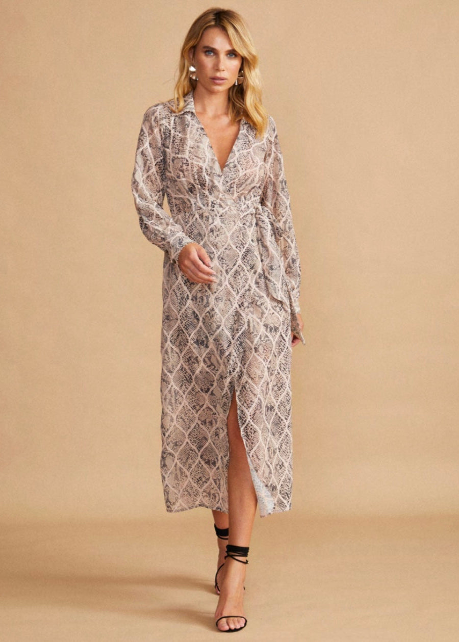 Vestido midi snake bordado