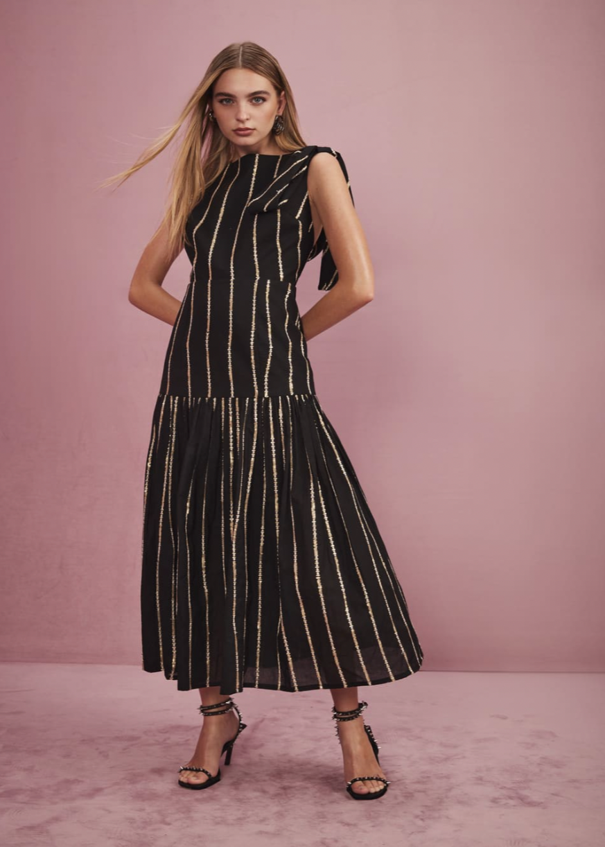 Vestido midi lentejuelas bordadas