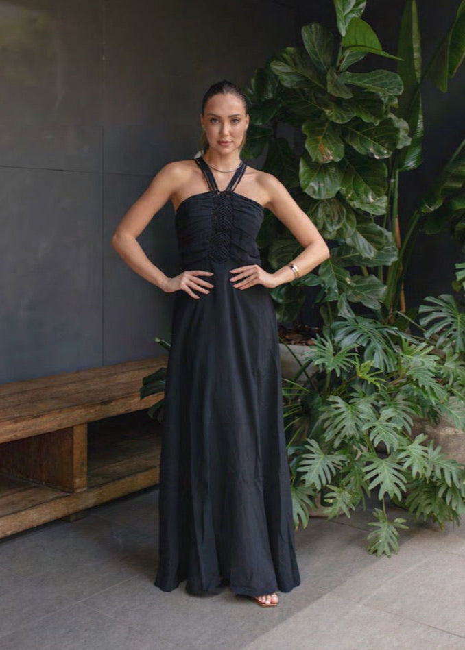 Vestido macramé largo