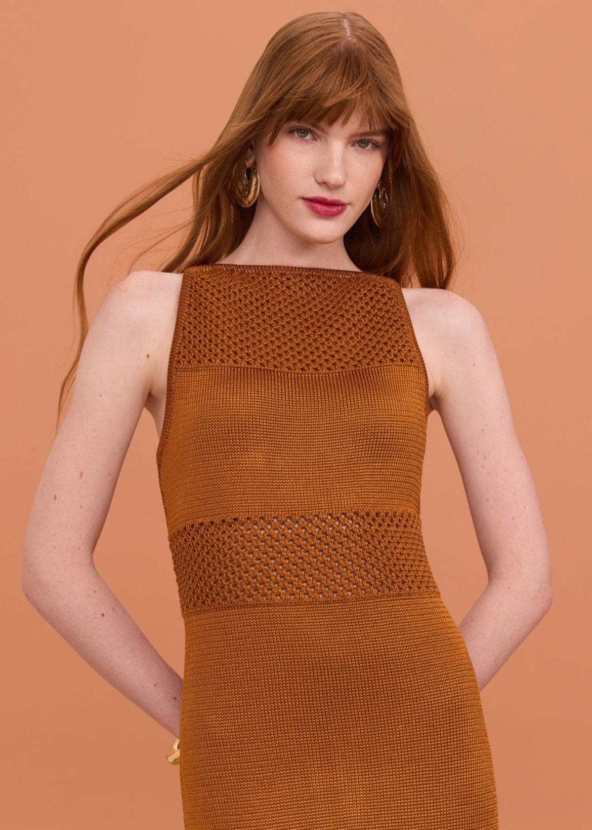 Vestido tricot midi vazado