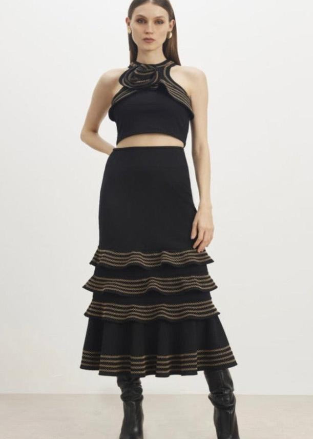 Conjunto top flor y falda