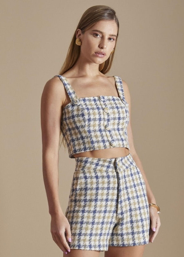 Conjunto short y top tweed