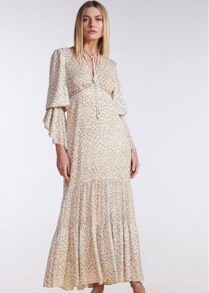 Vestido midi lunares manga larga