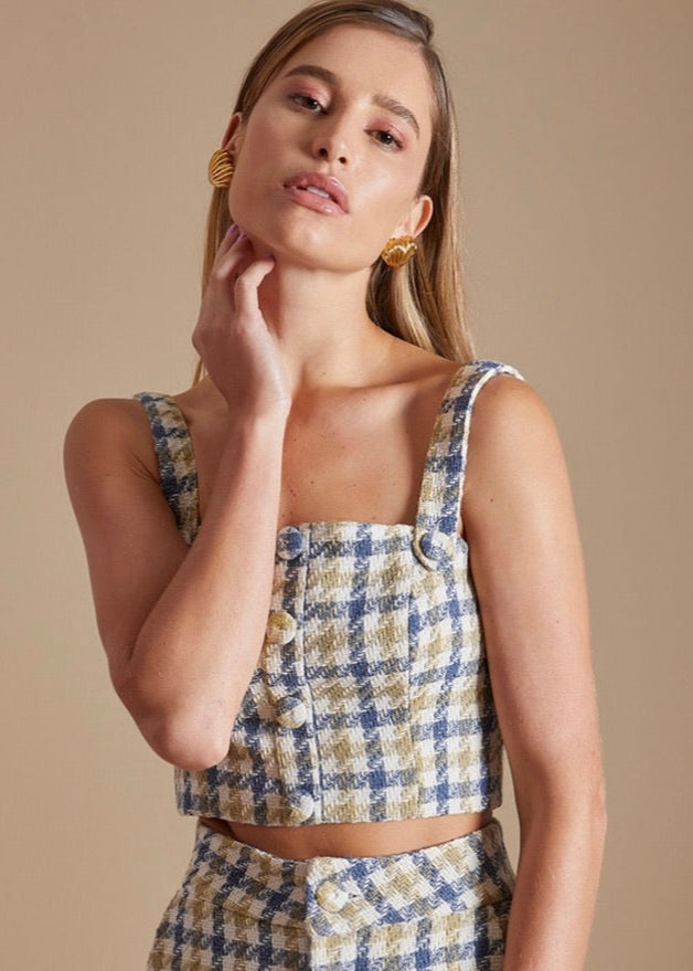 Conjunto short y top tweed