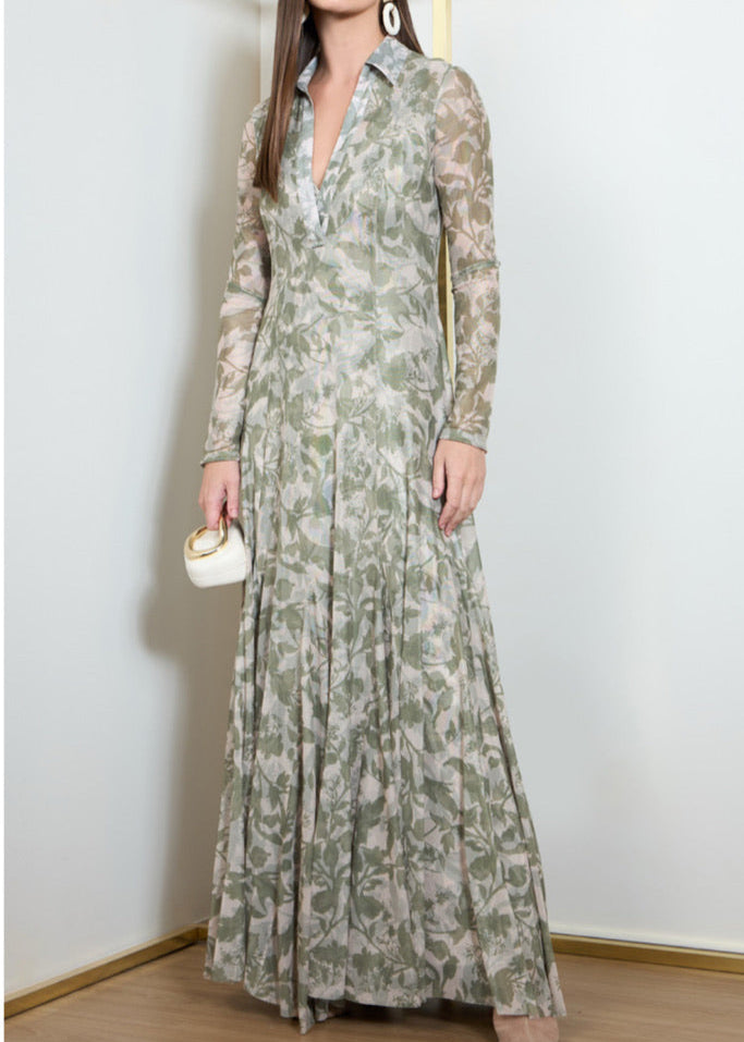 Vestido chemise tulle floral