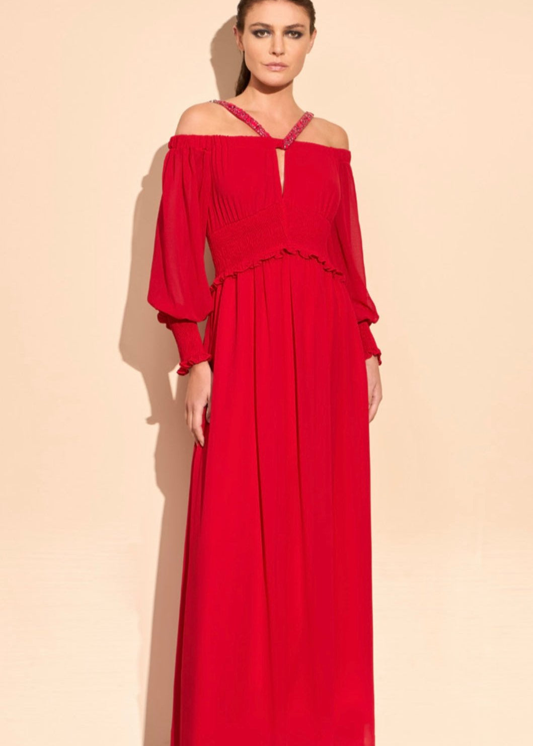 Vestido cuello bordado M/L