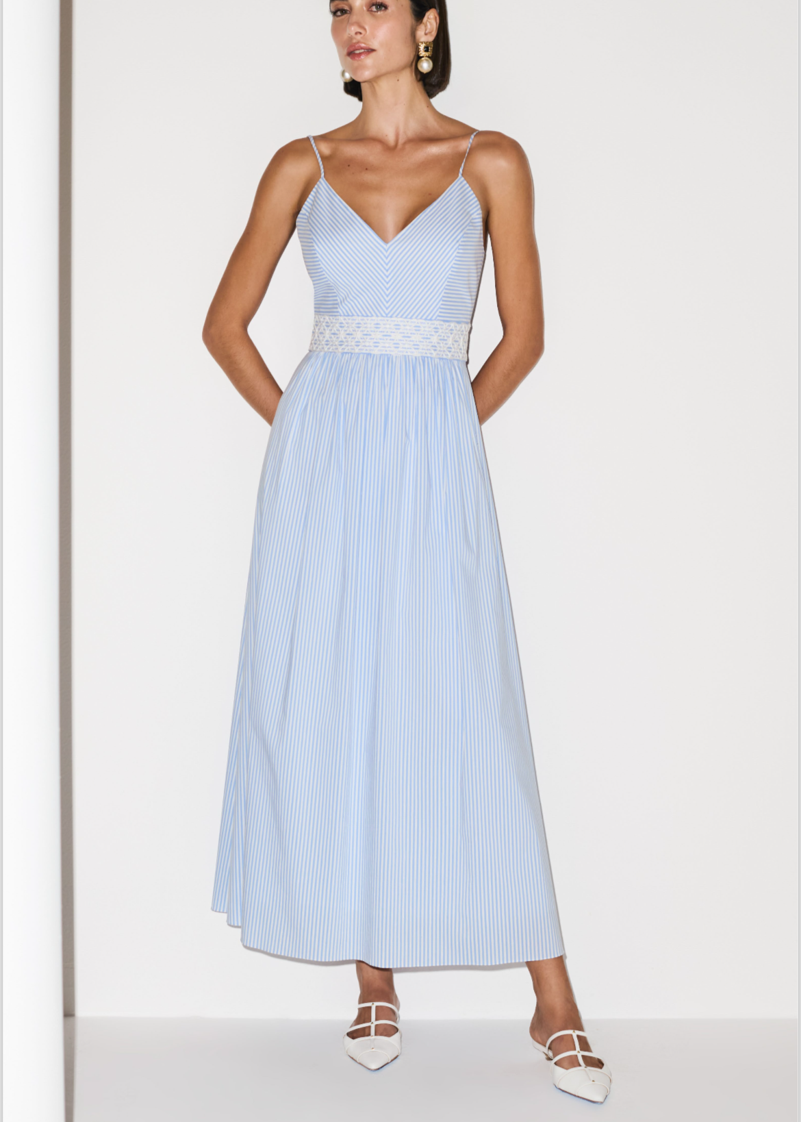 Vestido midi tiritas rayas