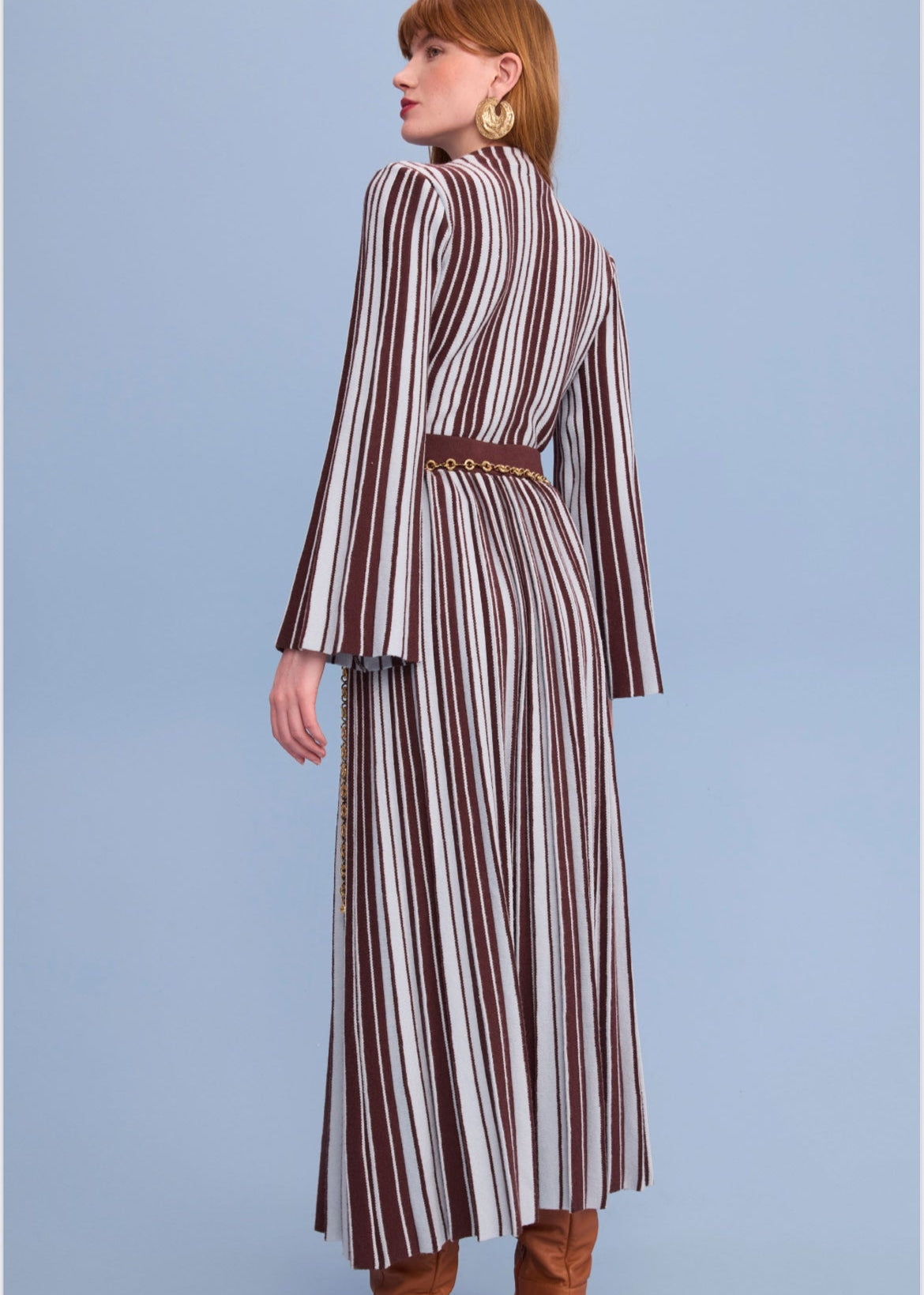 Conjunto camisa m/l y falda listras tricot