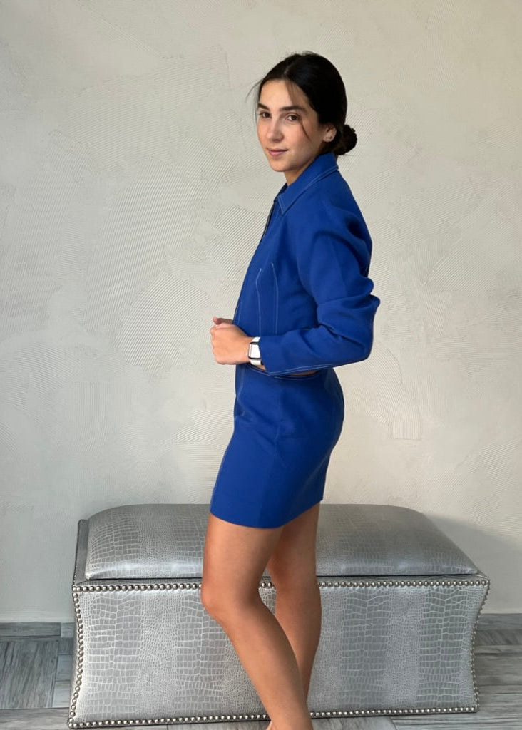 Set chaqueta y falda pespuntes