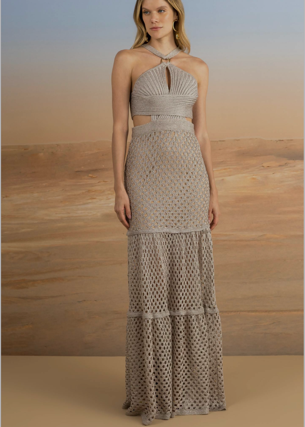 Vestido largo tricot halter