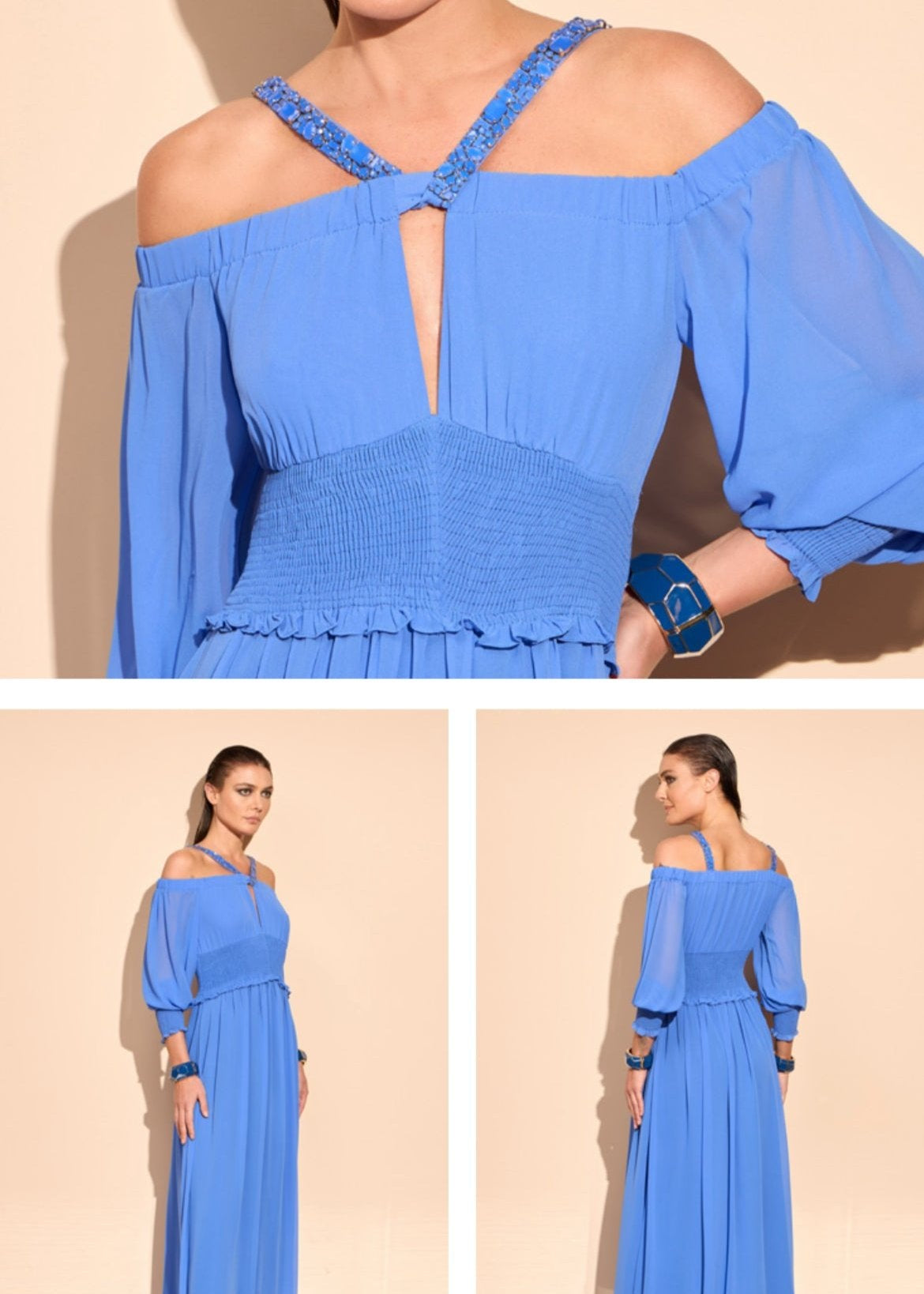 Vestido cuello bordado M/L