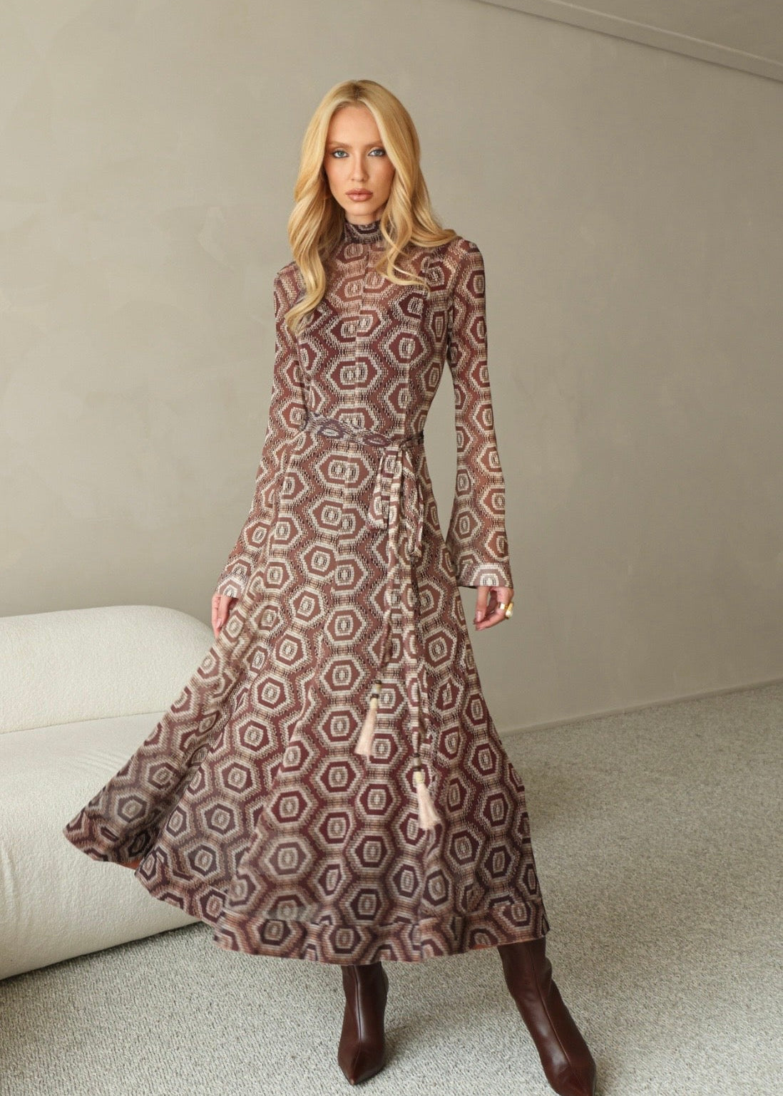 Vestido midi m/l degrade grafico