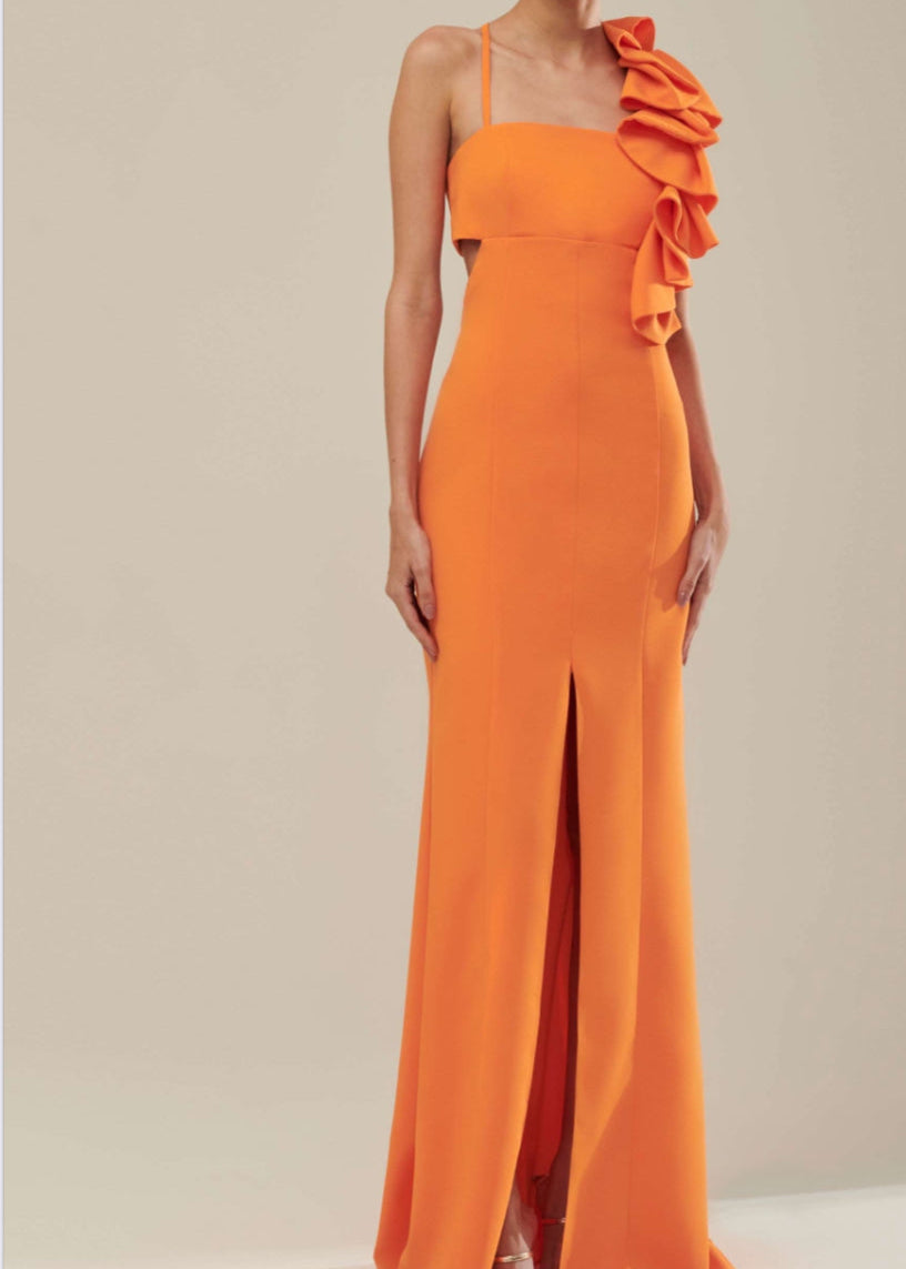 Vestido largo tiritas con aplique