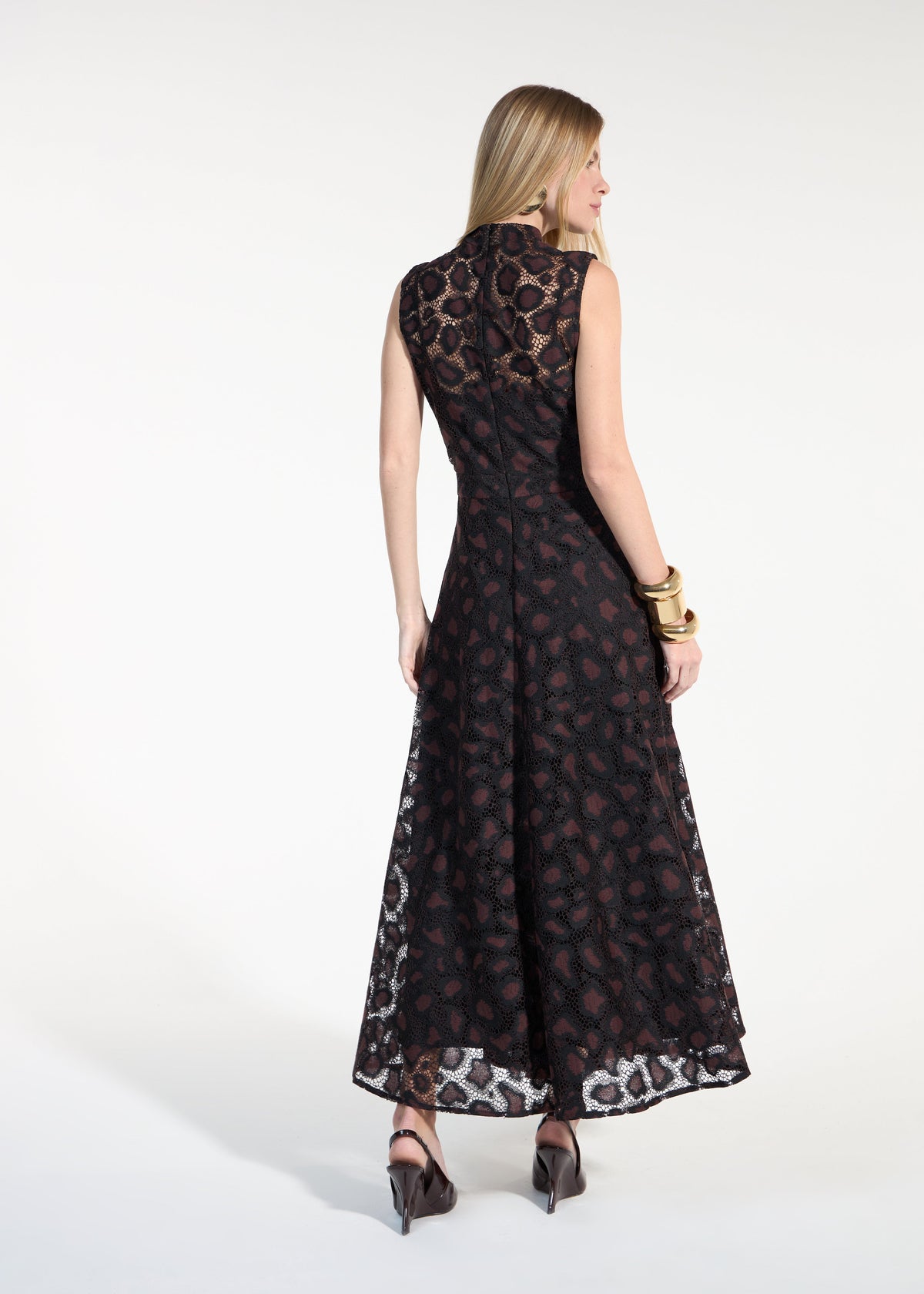 Vestido midi encaje leopardo