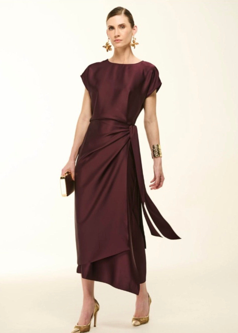 Vestido midi satinado
