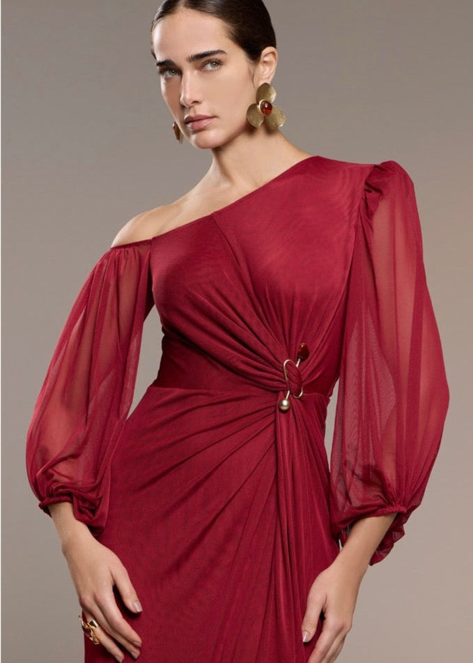 Vestido largo un hombro