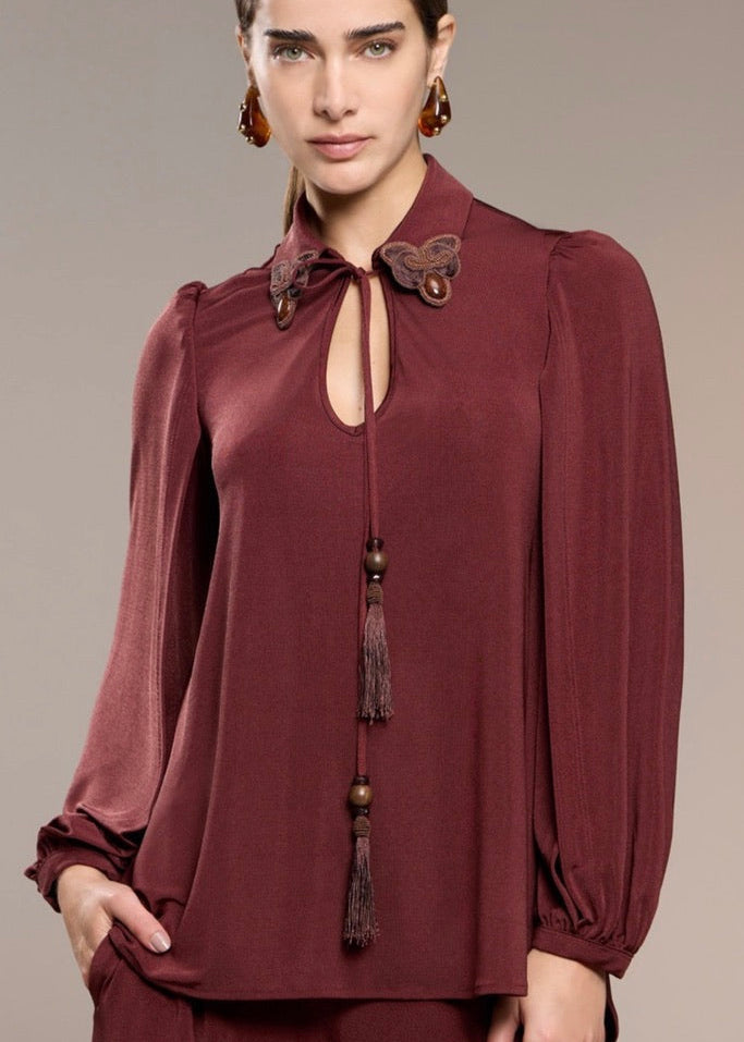 Conjunto manga larga aplique cuello