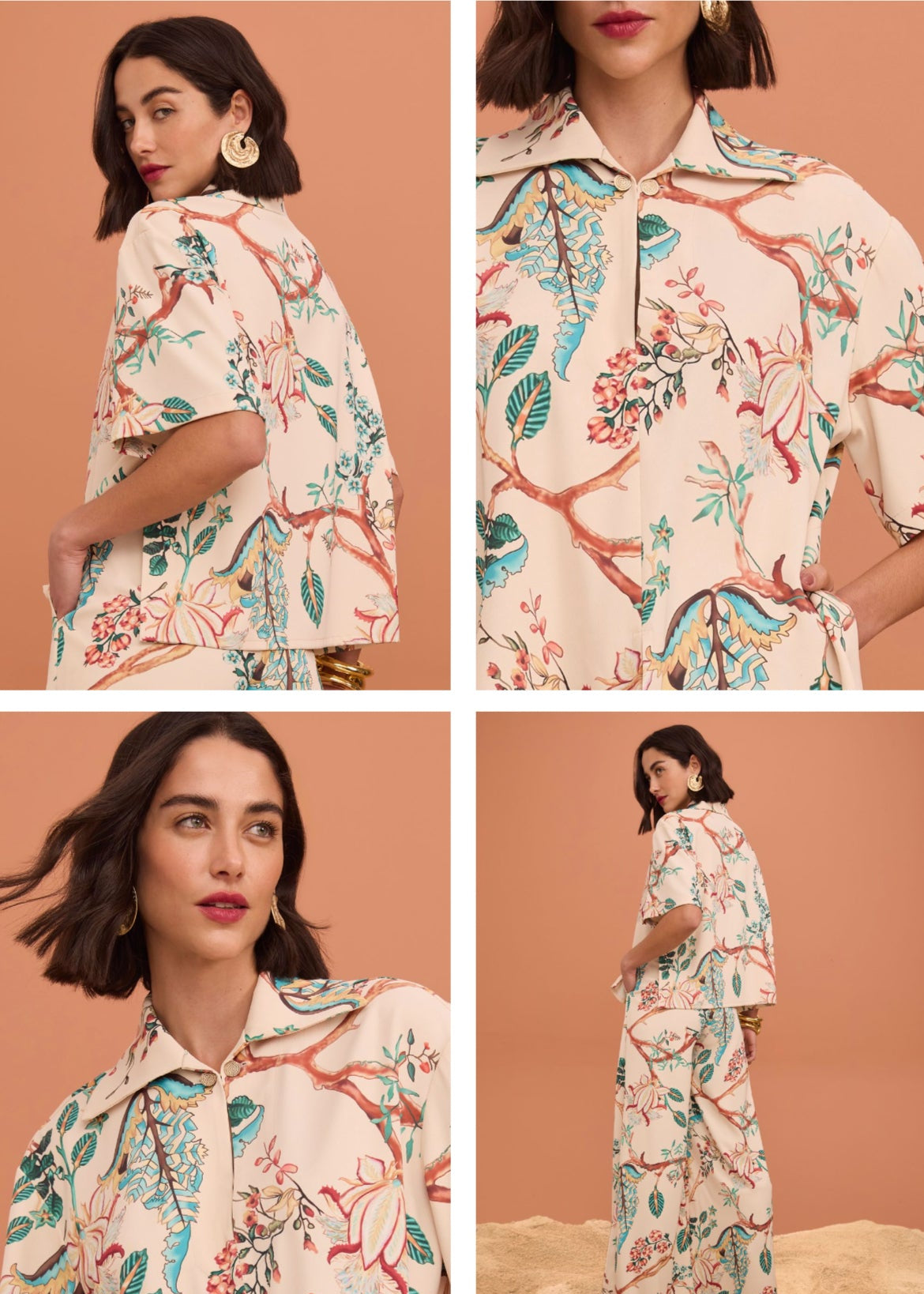 Conjunto camisa manga corta y pantalón estampado