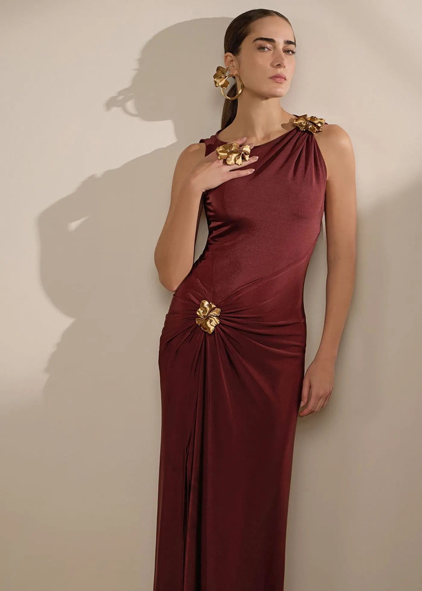 Vestido satinado con camisa aparte