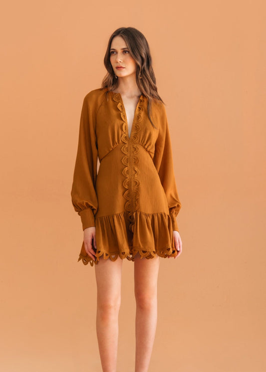 Vestido corto m/l entremeios