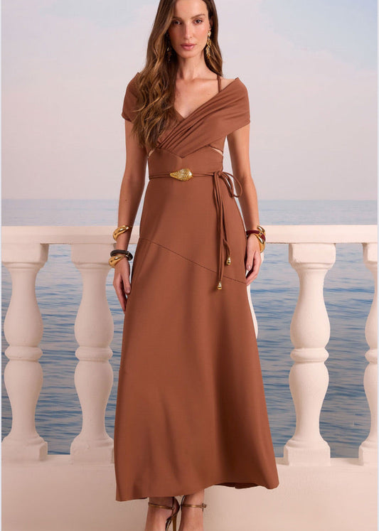 Vestido midi hombros