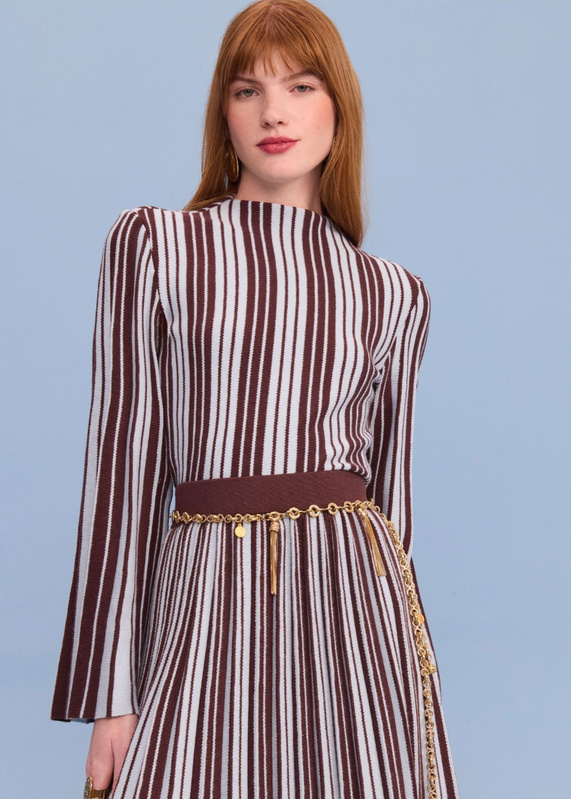 Conjunto camisa m/l y falda listras tricot