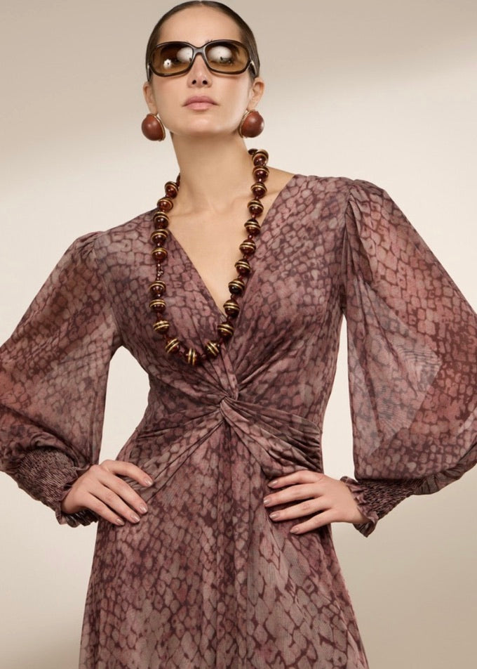 Vestido largo tulle con fondo croco