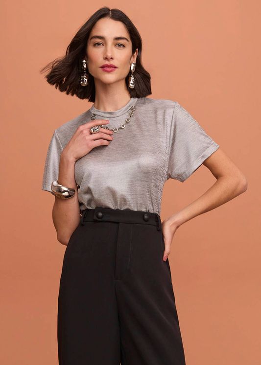 Camisa platinada con collar