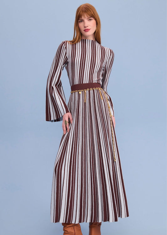 Conjunto camisa m/l y falda listras tricot