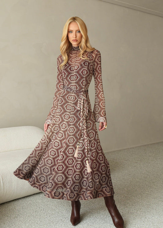 Vestido midi m/l degrade grafico