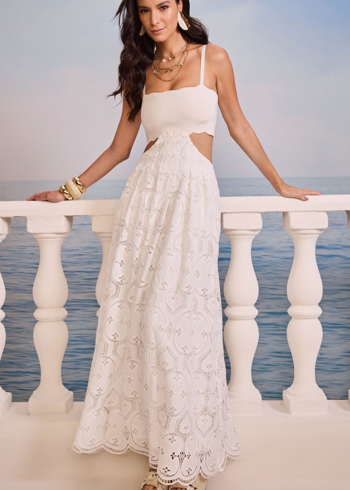 Vestido largo tricot torchon onditas