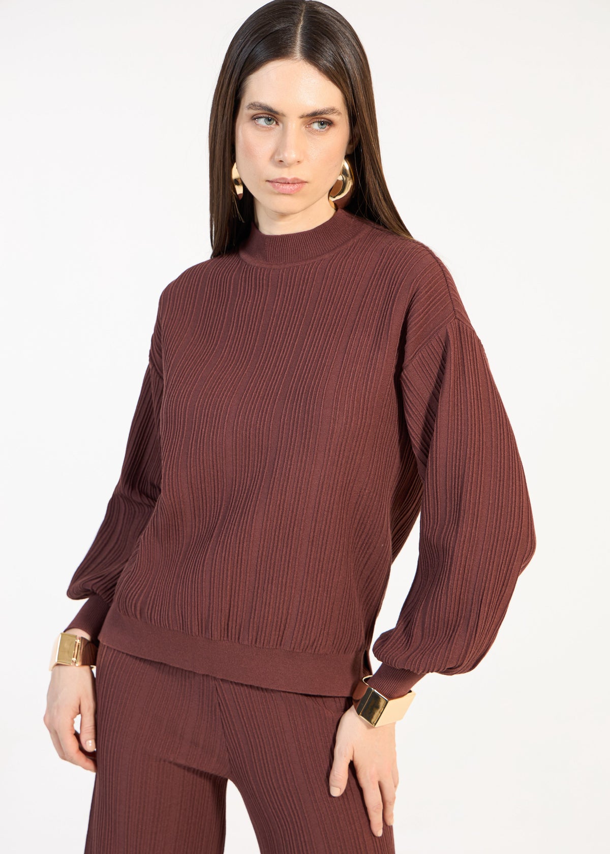 Conjunto tricot nervuras