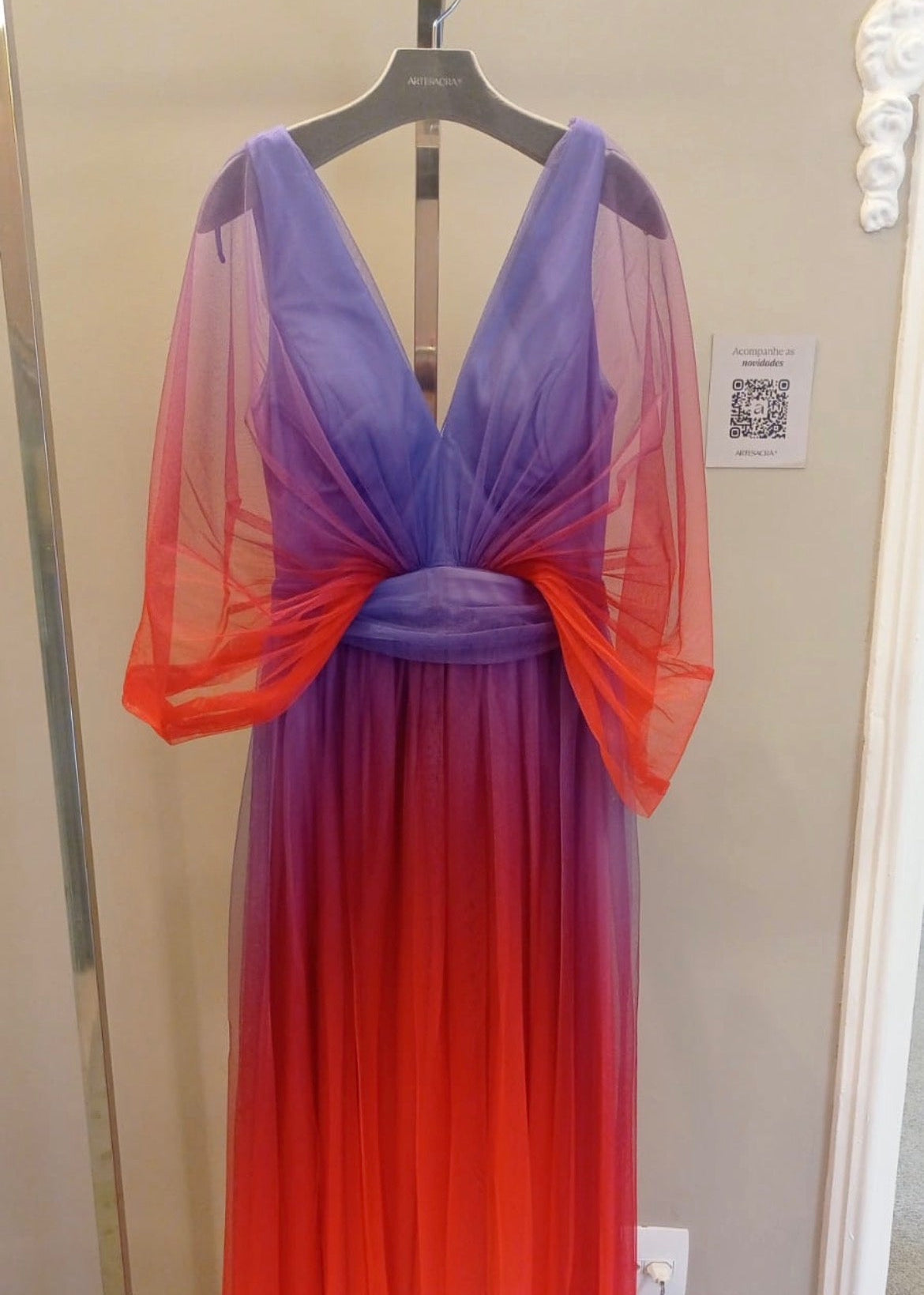 Vestido degrade mangas tulle