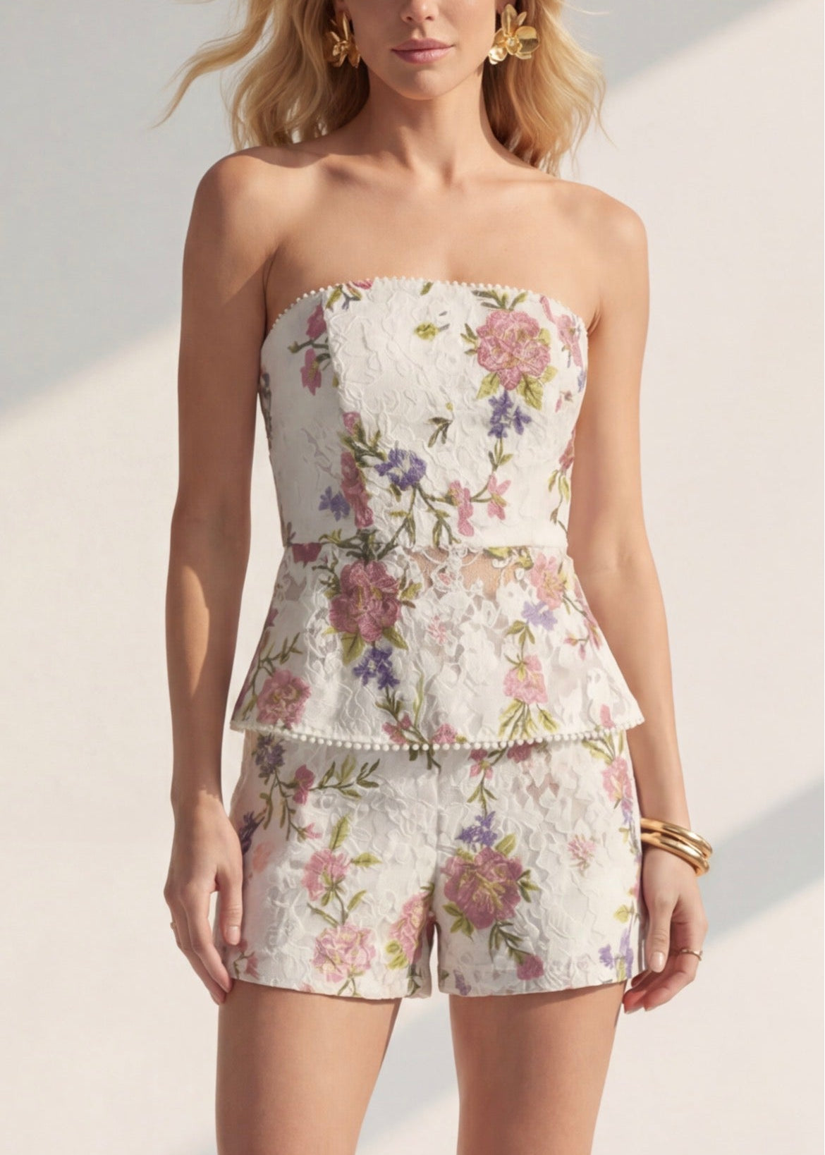 Conjunto Manoela y Eloa encaje flores