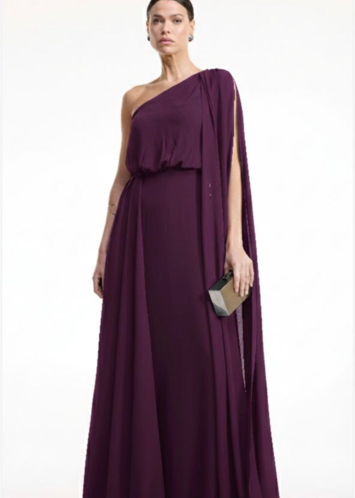 Vestido largo fluido unicolor